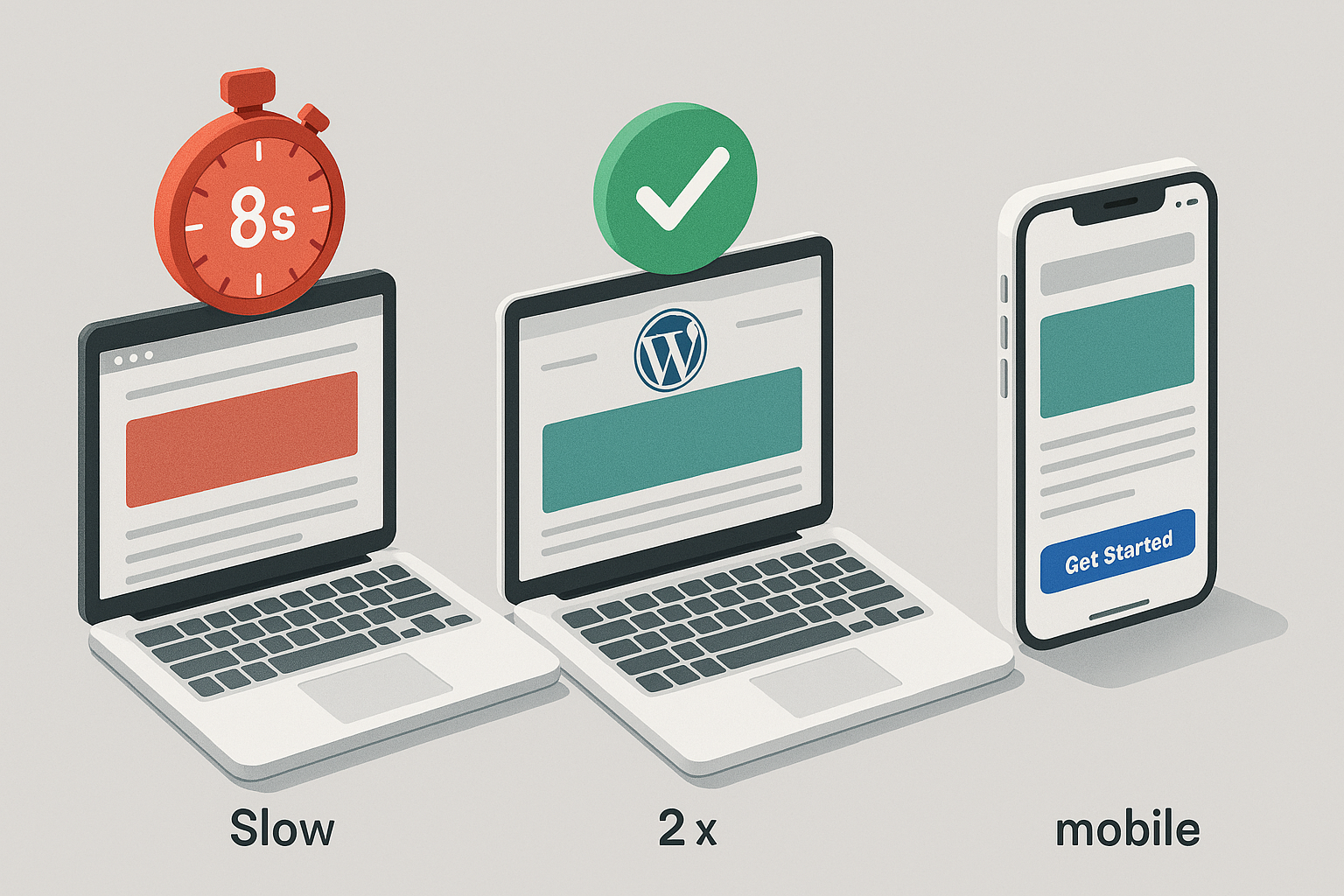 Comparison of slow vs fast WordPress website conversion rates